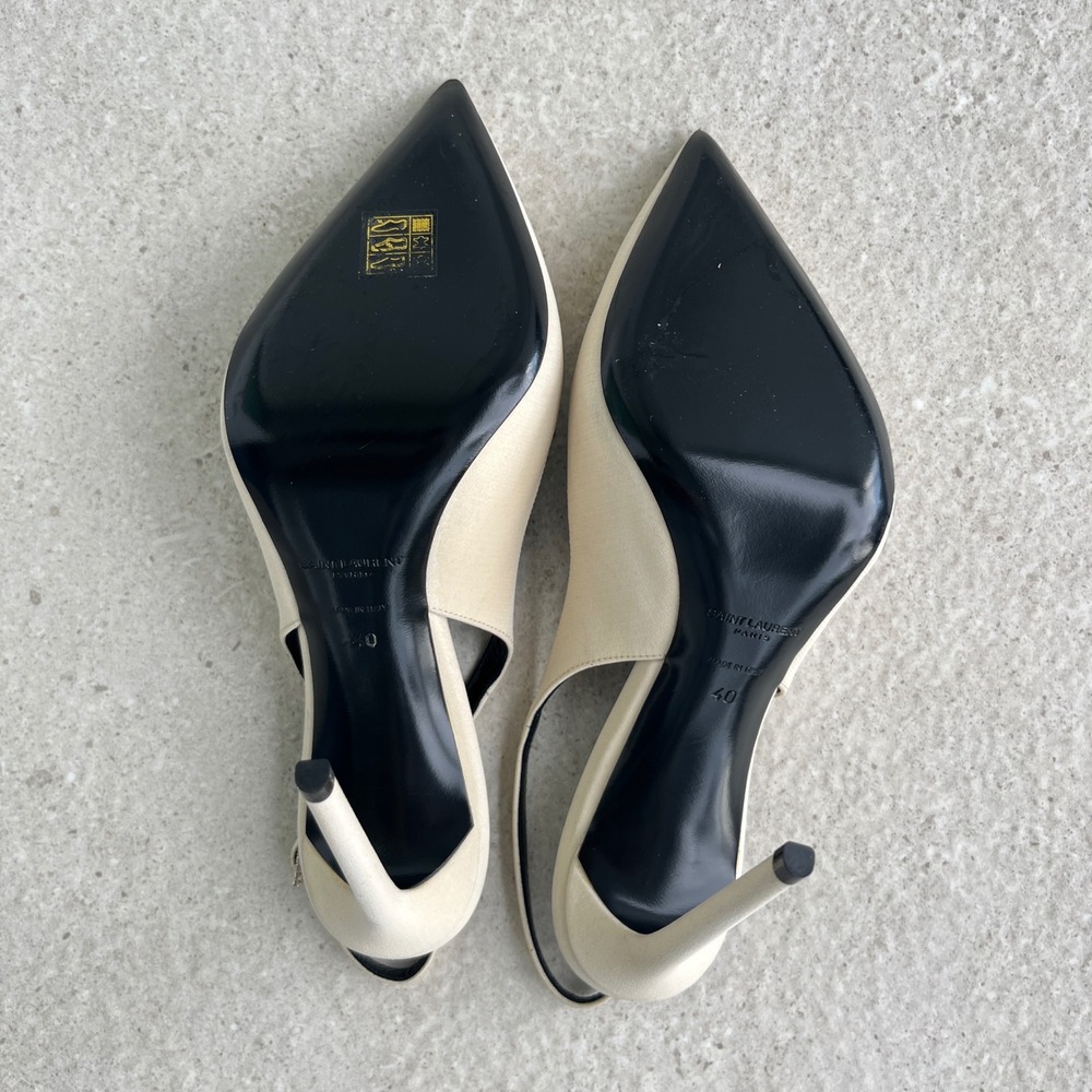 Saint Laurent Zoe Slingback Pump in Pale Sand - Picture 11 of 15